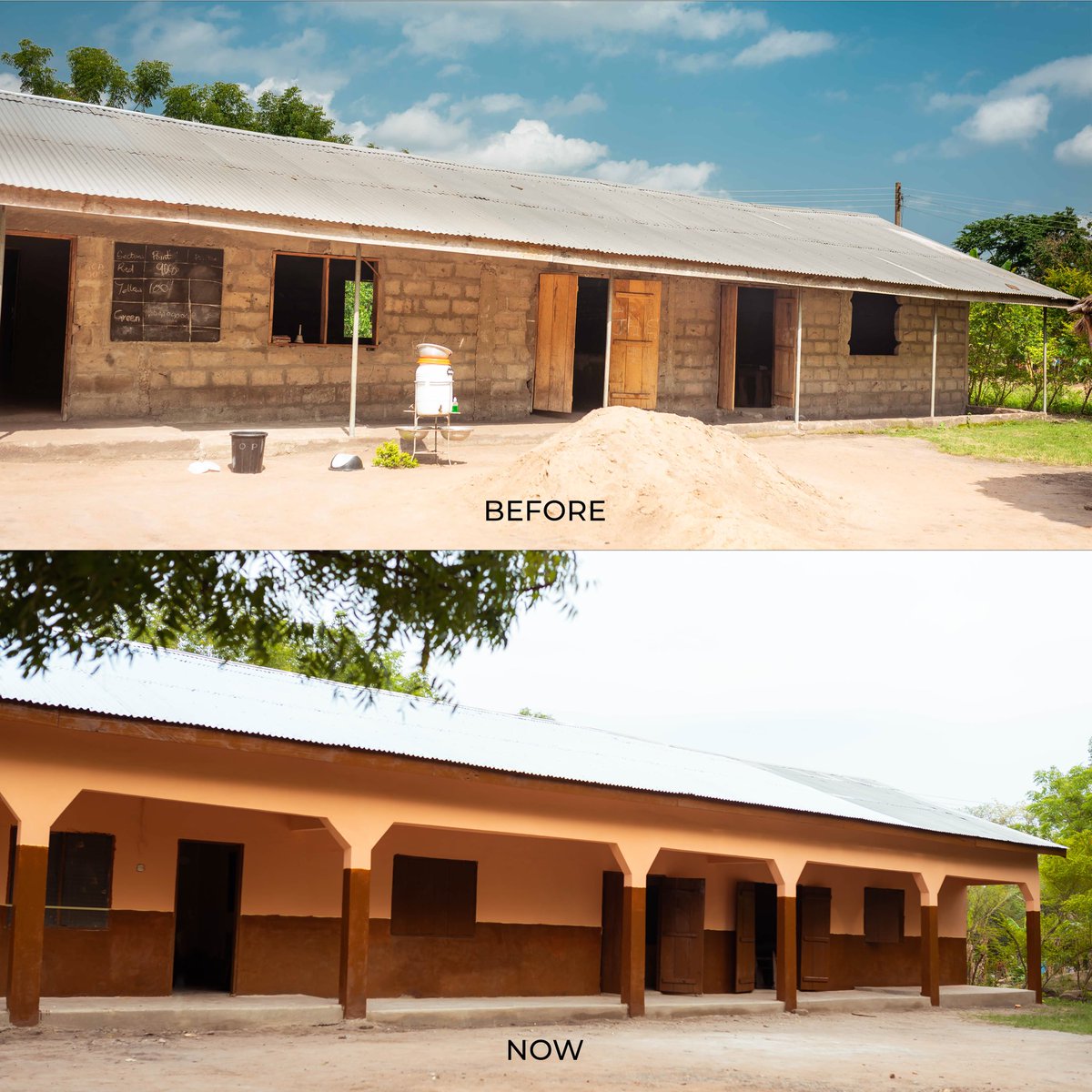 moooveafrica's tweet photo. WE DID IT! 🥳🤩 

Thanks to @_LittleTokens, our #Mooovers, and generous donors, we gave Adedome EP Basic School a fresh new look. Grateful for everyone's support in making a difference in these students' lives! 🙏🏾

Your generosity has touched countless lives. https://t.co/oGQvoZGFDj