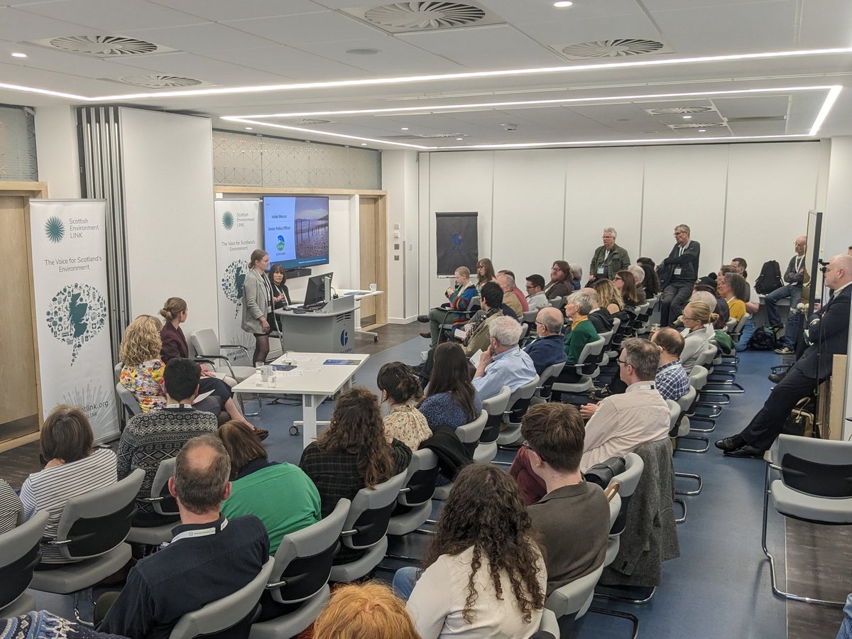 Full room at @ScotLINK fringe 'What next for nature? Delivering change through the Natural Environment Bill' at #SGPconf. Notable that panel comprising Scot gov Minister,  SWT chief exec and policy experts on forests, oceans and nature all female. #Environment #Equality