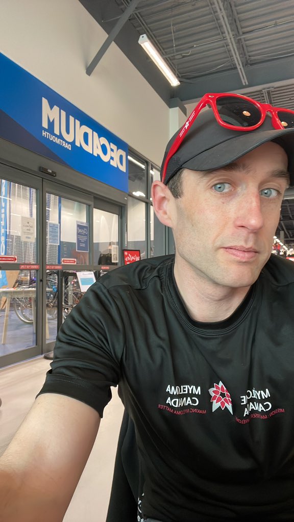 JustinRMoore2's tweet photo. Chillin @decathlon  in Dartmouth at the @micmacmall spreading the word about @MyelomaCanada and out National Cycling event - #cycling #novascotia #myelomaawarness https://t.co/d2qiTRx8mp