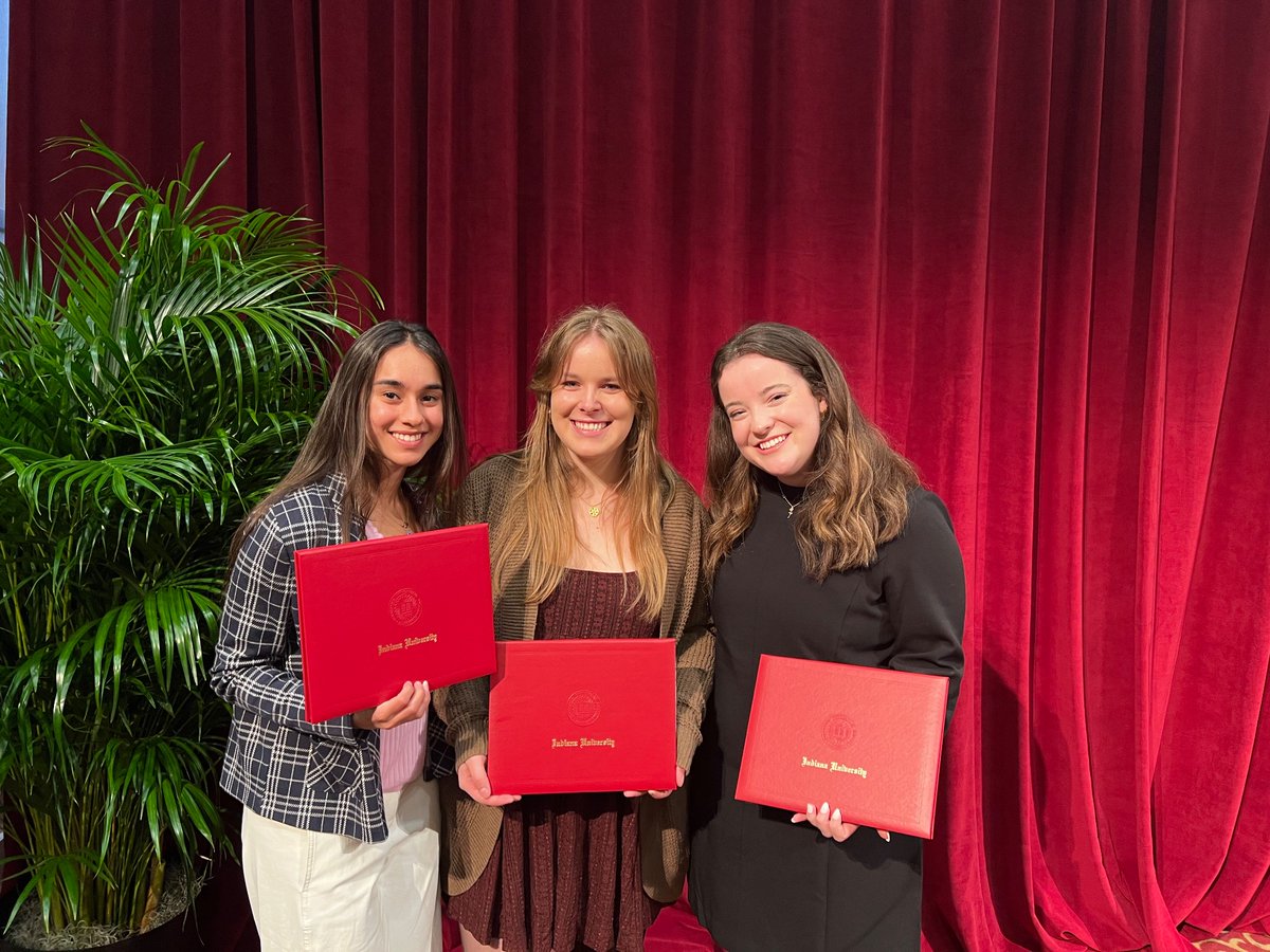 Celebrating Hamilton Lugar School outstanding seniors Madison Butler, Mahnoor Qureshi, and Kaitlin Scott at the IU Bloomington Senior Recognition Awards. Congratulations!