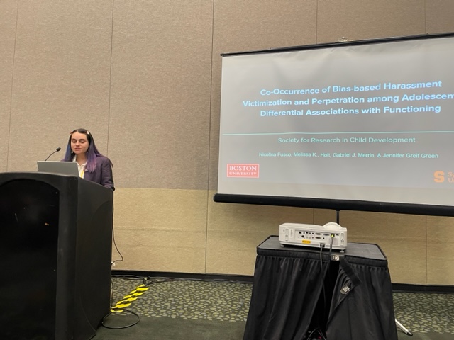 Based on data from our NIJ-funded Peer Experiences Project study, <a href="/nvfusco/">Nicolina Fusco</a> found that adolescents who both perpetrate and are targeted by bias-based harassment are at particularly high risk for substance use. #SRCD2023 <a href="/BUWheelock/">Wheelock College, Boston University</a> <a href="/CPAHD_BU/">Counseling Psychology & Applied Human Development</a>