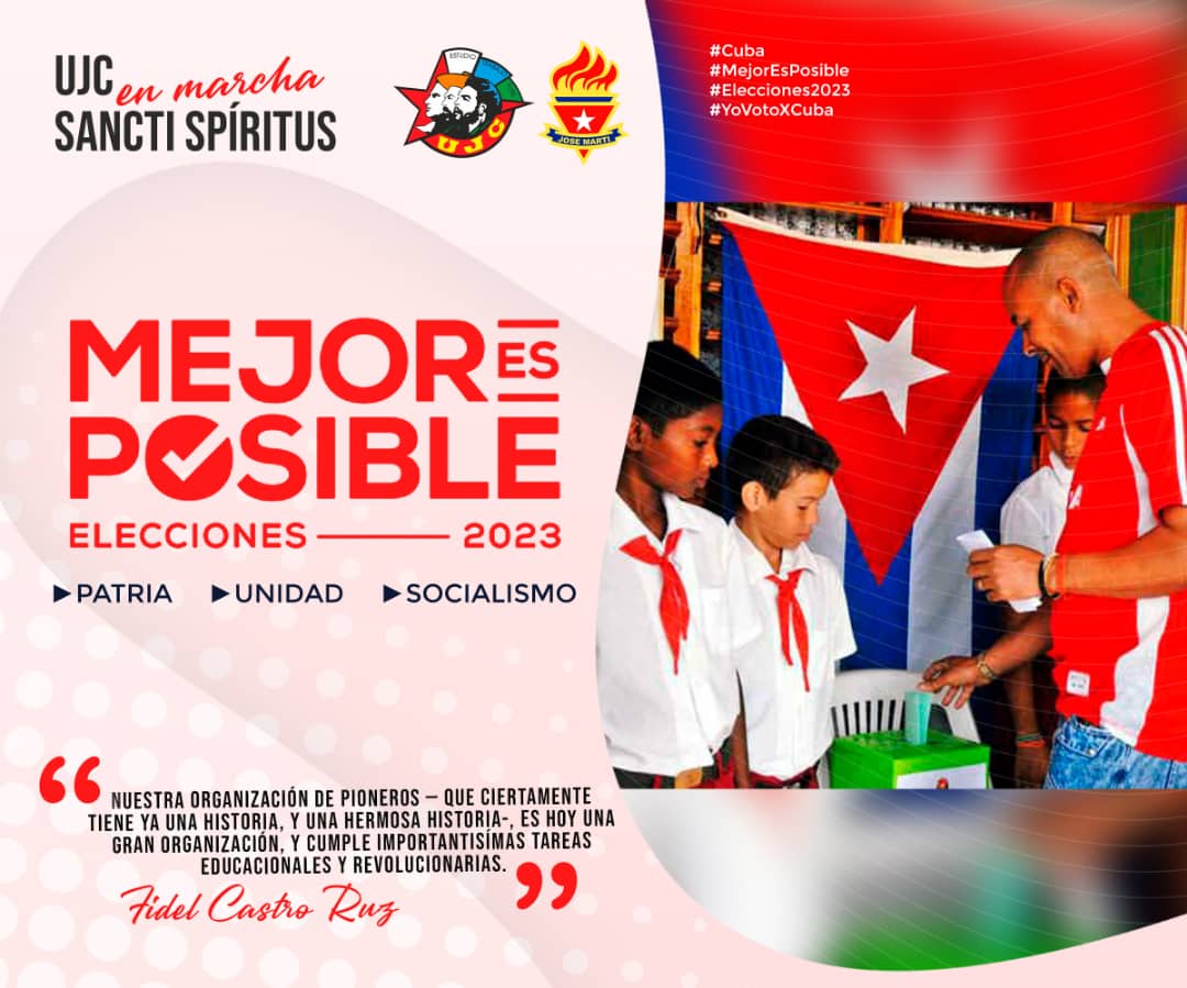ujcssp's tweet photo. La voluntad del pueblo cubano descansa en el esfuerzo de la obra que se construye. #MejorEsPosible #YoVotoXTodos https://t.co/m7kuZyo9rn