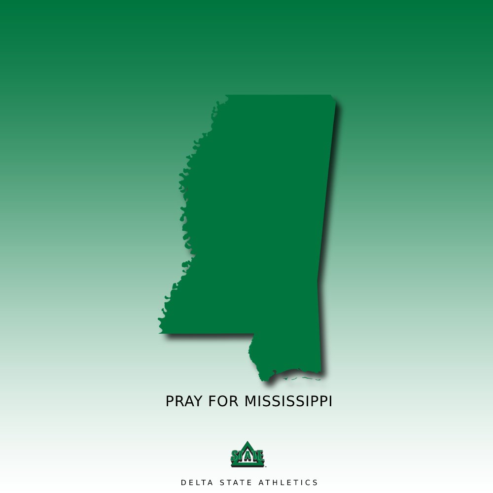DSUStatesmen's tweet photo. Our thoughts and prayers are with everyone across the state affected by last night's tornadoes.

#PrayForMississippi https://t.co/xq7daSFWjM