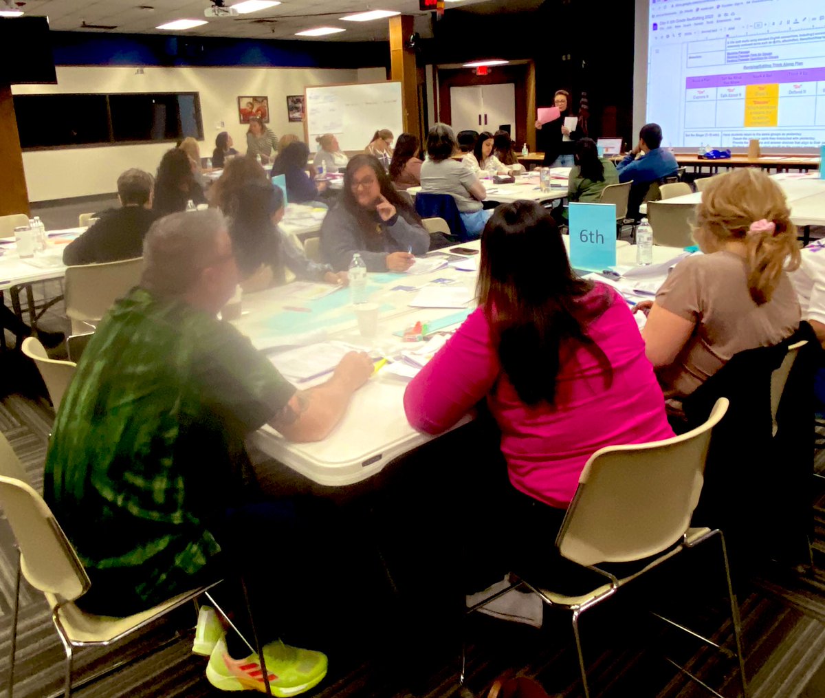 catherinedoc12's tweet photo. So very grateful for our middle school teachers and coaches for spending their Saturday morning learning and supporting each other. Thank you! #LeadershipMatters #Arating #Boom #TeachersRock #MiddleMatters @PK8Academics @YsletaISD https://t.co/geNJxyjunf