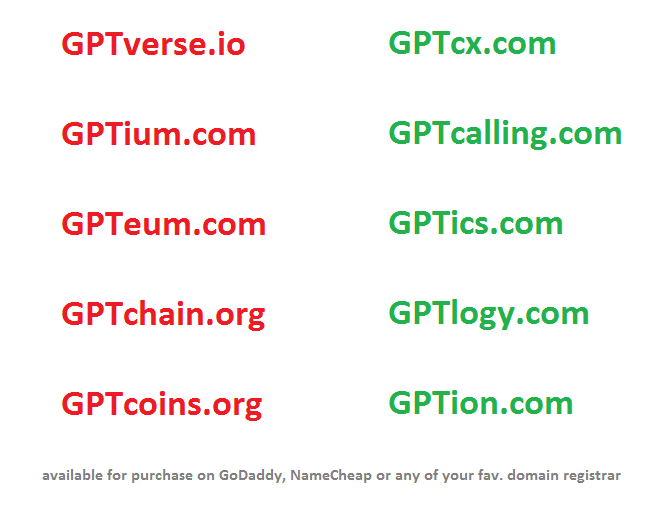 DomainCX's tweet photo. #web3 #dao #metaverse #ens #startup #nft #gamefi #games #gaming #vc #usa #fintech #vc #crypto #metaverse #blockchain #finance #chatgpt #xyz #work #gptverse #ChatGPT #GPT4 #gpt3 #gptkit #GPTChat #gpt2 #newgpt @allgpt #gptbot #domain
#GTP #Domains available for purchase ๐๐ https://t.co/jQBi9Cgpht
