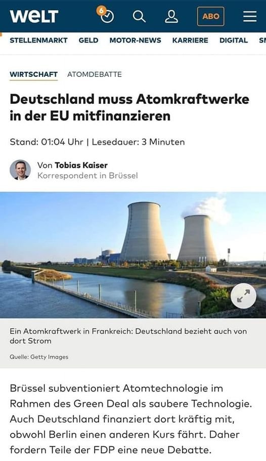 Zum Glück schalten wir unsere #Atomkraftwerke ab, damit wir dann teuren Atomstrom aus dem EU-Ausland kaufen, der in Werken produziert wird, die wir für diese Länder finanzieren!

#GrueneRausausdenParlamenten #ScholzLacht #FDPstimmtjubelndzu