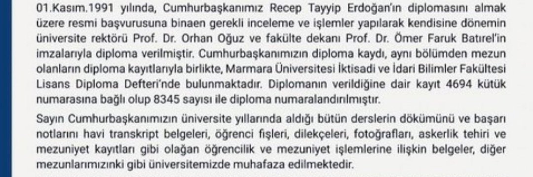 @TuncsiperSerap @Hakkisevinc16 Halk olarak Marmara Üniversitesi'den duyuru almak değil,sözü edilen diplomanın aslını görmek istiyoruz.Nerede saklandığı,kaç no. ile numaralandığı ile ilgili arşiv bilgisi değil.Soranlar bunları mı soruyor yllardır?Neden halkın aklı ile alay ediyorsunuz? Var ise göstermek zor mu?