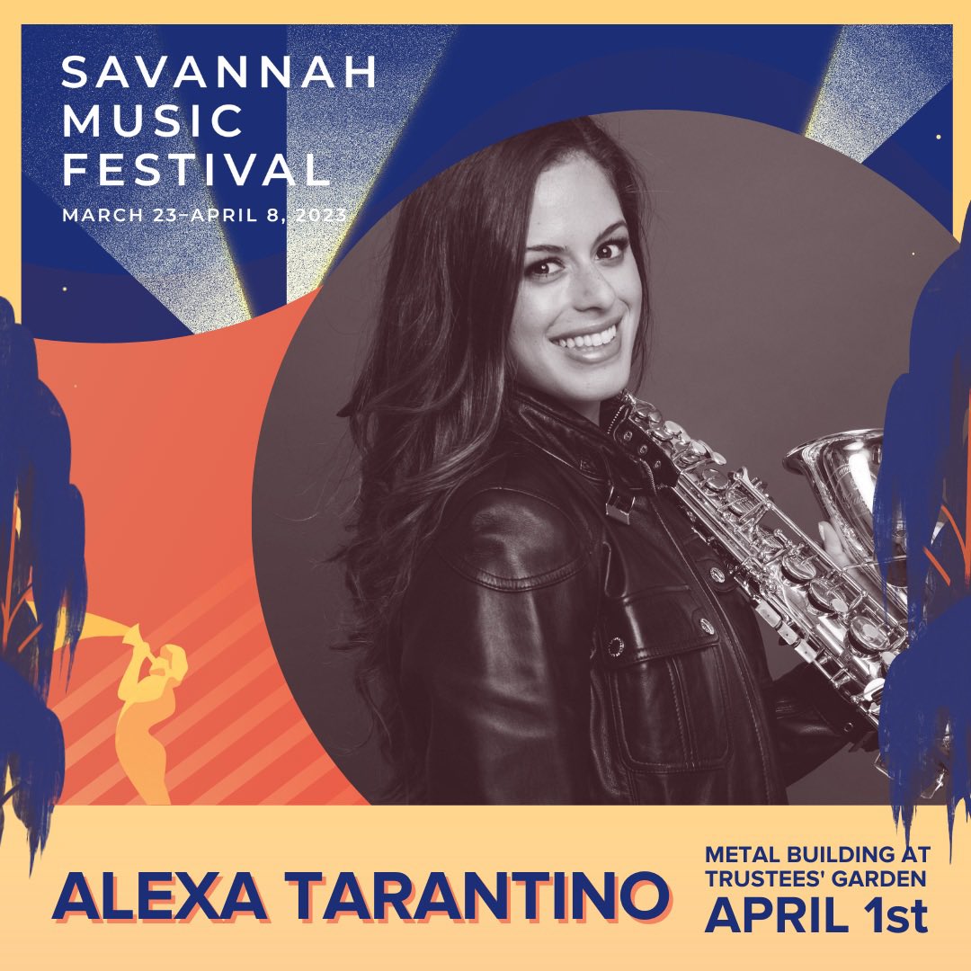 Alexa Tarantino Official (@tarantino_alexa) on Twitter photo ✨Looking forward to bringing my Quartet to <a href="/SavMusicFest/">Savannah Music Festival</a> ONE week from today in Savannah, GA with <a href="/StevenFeifke/">Steven Feifke</a> <a href="/LutherSAllison/">Luther S. Allison</a> and <a href="/ChimyOnTheBass/">Dan Chmielinski</a>
🔗Tickets are available through the link in my bio!
#saxophonist #savannahmusicfestival #savannahga #livemusic ✨Looking forward to bringing my Quartet to <a href="/SavMusicFest/">Savannah Music Festival</a> ONE week from today in Savannah, GA with <a href="/StevenFeifke/">Steven Feifke</a> <a href="/LutherSAllison/">Luther S. Allison</a> and <a href="/ChimyOnTheBass/">Dan Chmielinski</a>
🔗Tickets are available through the link in my bio!
#saxophonist #savannahmusicfestival #savannahga #livemusic