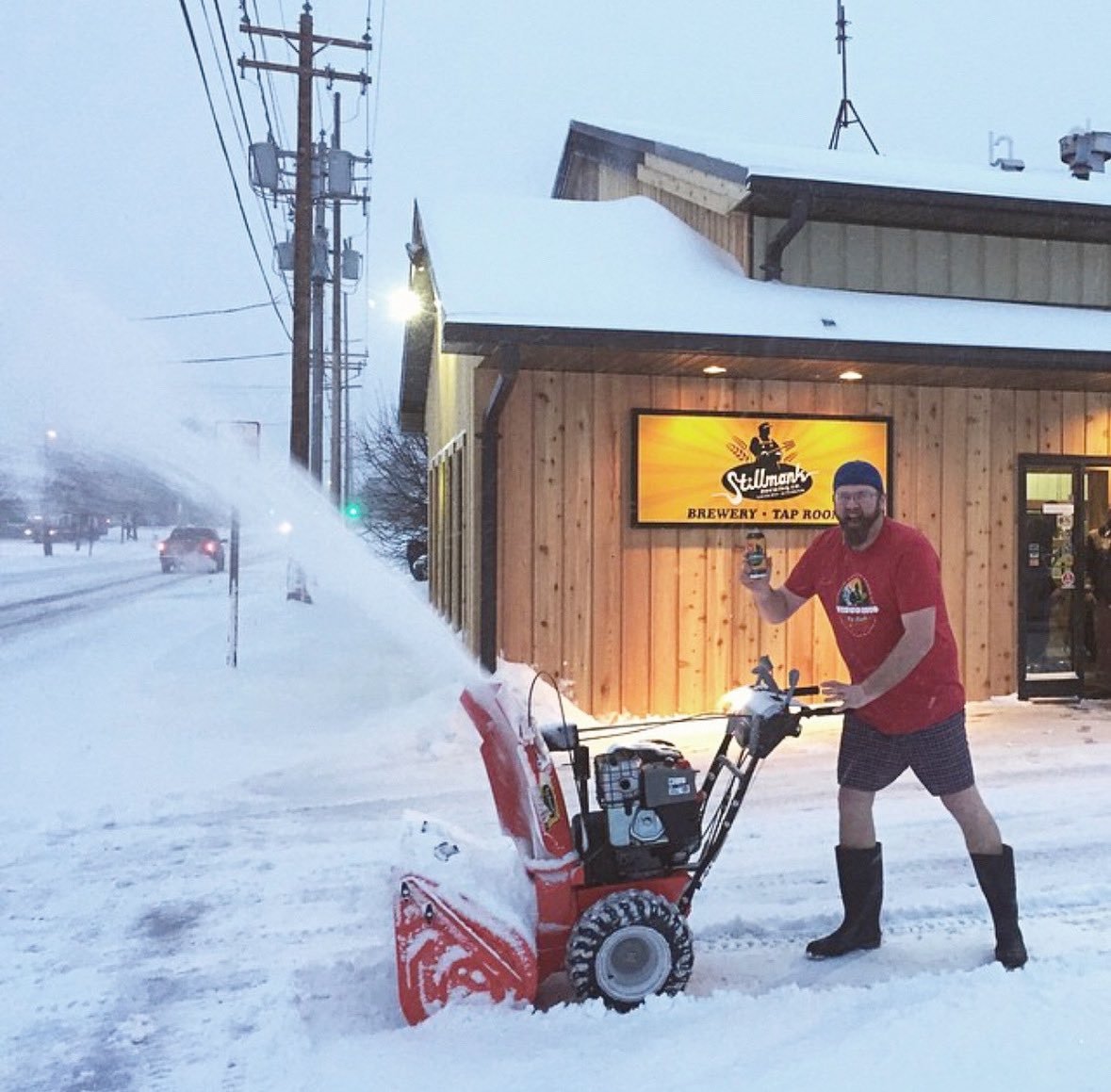 It’s spring in Wisconsin friends! We thought this was an appropriate throwback for today. 🤣 The parking lot is cleared and we will be open at noon!