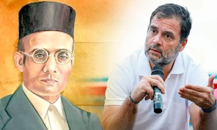 shashank_ssj's tweet photo. Those who mock #VeerSavarkar must go to Kala-pani once, plow like a bull in a crusher, spend the whole day in two bowls of water, write 6000 poems in praise of Maa Bharti on the walls.

#RahulGandhi can be compared with some petty criminal, not with a true freedom fighter. https://t.co/ile0q1Fw3D