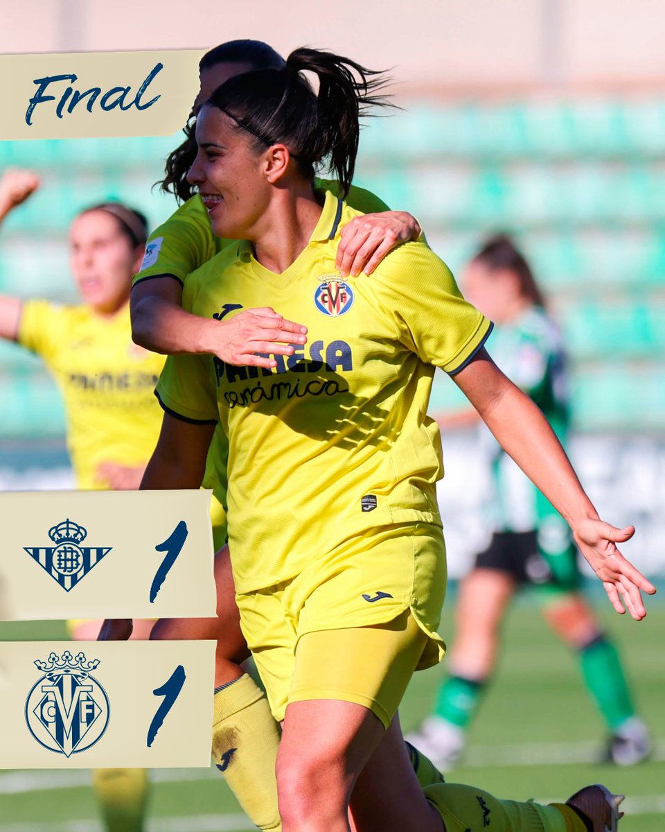 CVFFemenino's tweet photo. 1-1 | ¡Final en la CD Luis del Sol! El Villarreal Femenino saca un punto muy importante gracias al gol de @SGuijarrogomez. 

#FinetworkLigaF https://t.co/t3b4UpA2lW