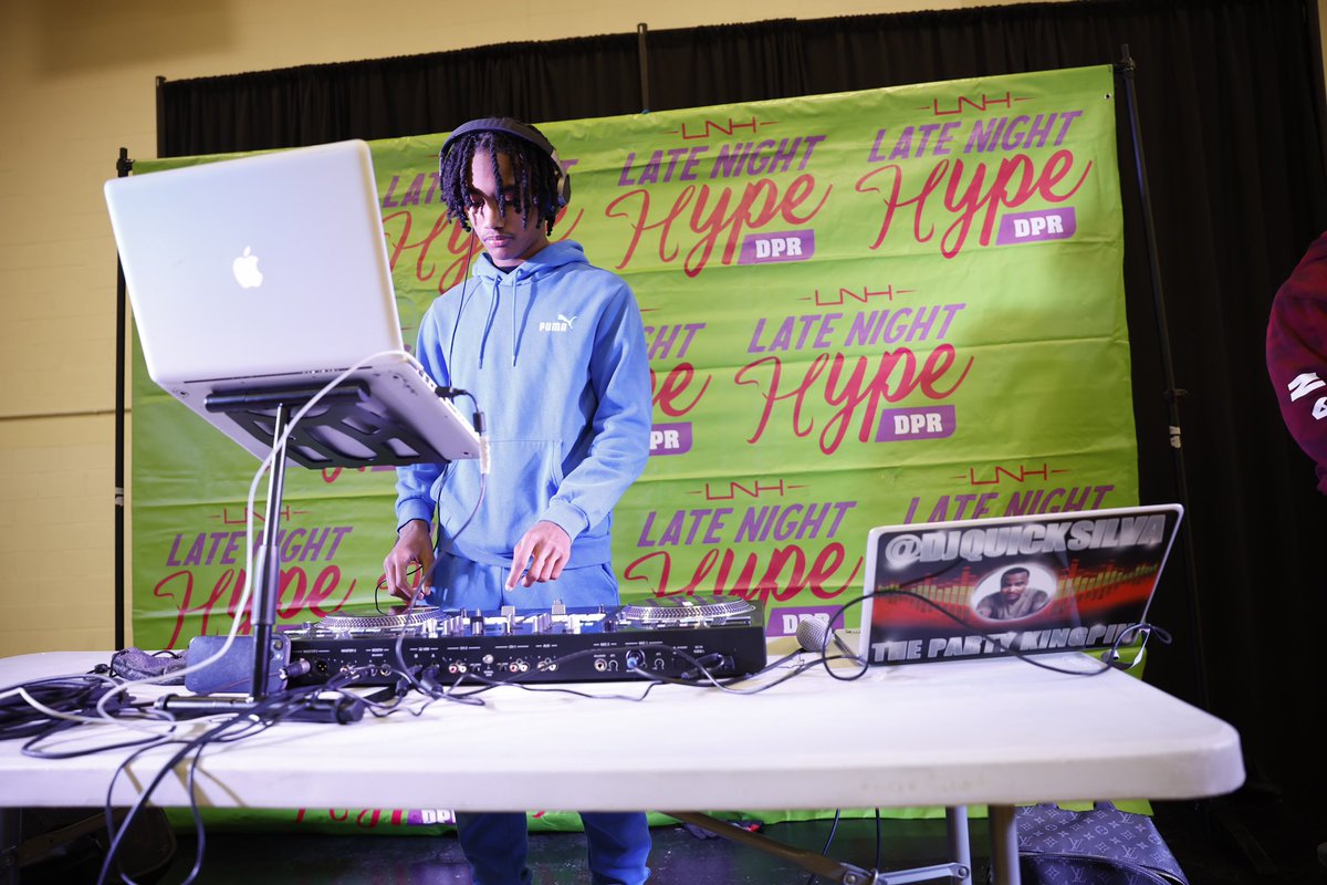 DCDPR's tweet photo. We spy @DJQUICKSILVA and son #DJSauceGod rocking out for teens in DC keeping the late night hype and positive for #LateNightDrip #MorethanRec https://t.co/N2kD7C4FTV