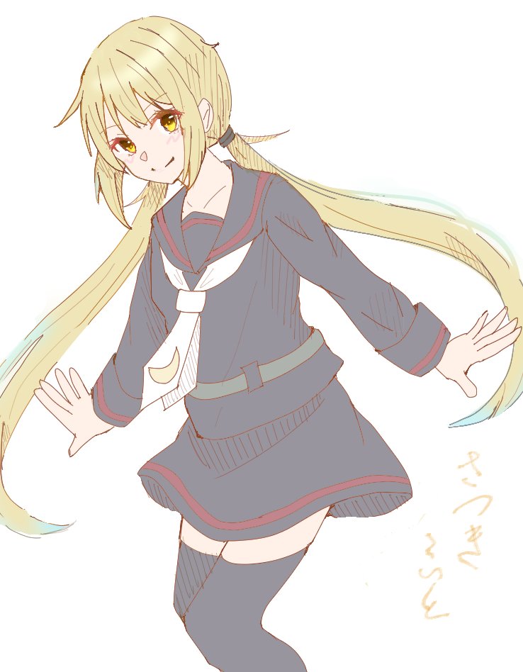 satsuki (kancolle) 1girl solo blonde hair long hair twintails school uniform thighhighs  illustration images