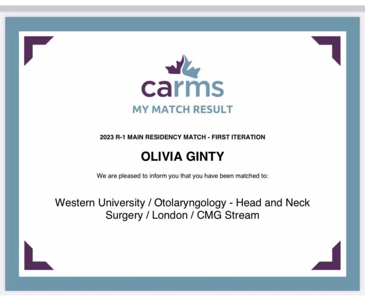 DrBothsides's tweet photo. Congratulations on my daughter Olivia’s #CaRMS2023 match to @WesternU Otolaryngology Head and Neck surgery. So proud https://t.co/U401aC5WbB