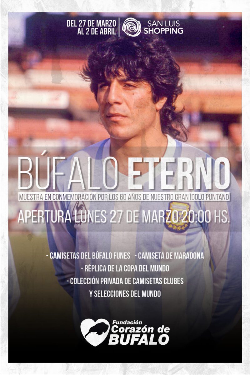 Con mucha alegría y por primera vez mostraremos las cosas de mi papá! Camisetas, trofeos, fotos y medallas! 

Será desde el 27 al 2 de abril en el Shopping de San Luis ! 

Su apertura será mañana lunes 27 a las 20 hs ! 

Los esperamos ! ❤️🦬