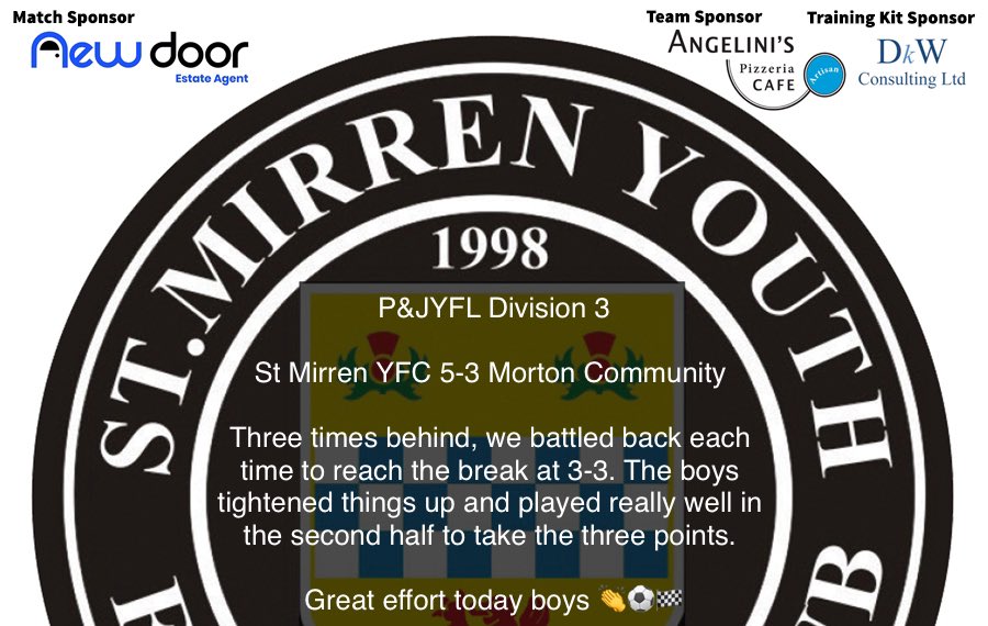 The boys were made to work hard today before securing the win against Morton Community who battled all the way to the end. Delighted with the reaction in the second half 😃⚽️🏁

#COYS