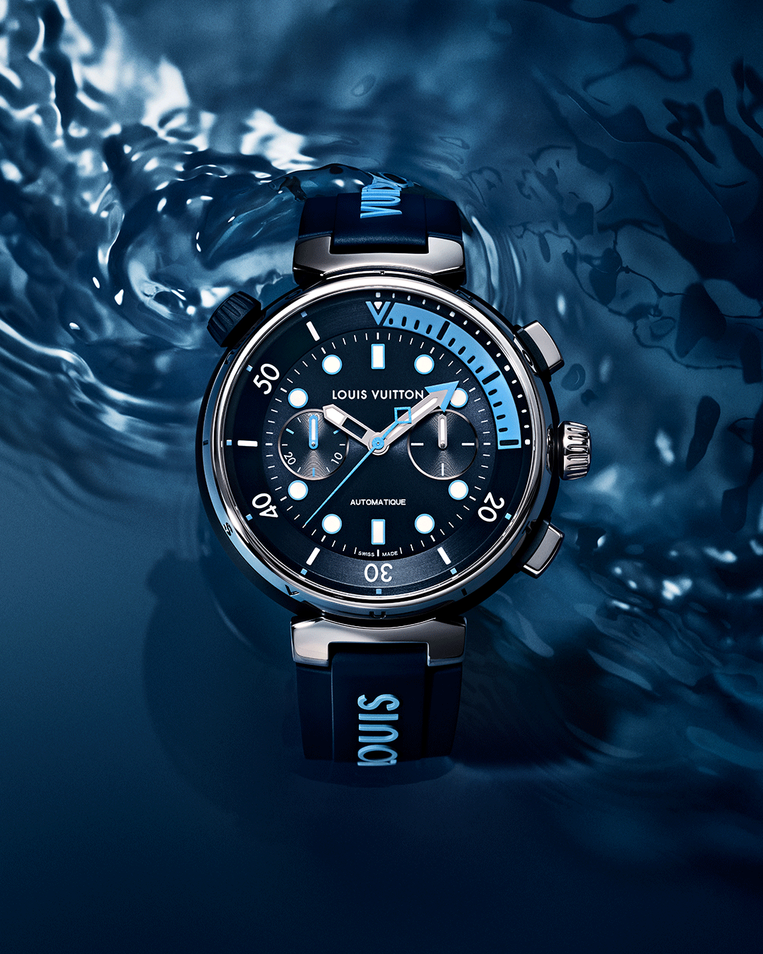 Louis Vuitton on X: Vibrant statement. This year #LouisVuitton introduces  a new chronograph model to the ultra-modern Tambour Street Diver  collection, while keeping its original sleek design and perfect legibility.  Explore the