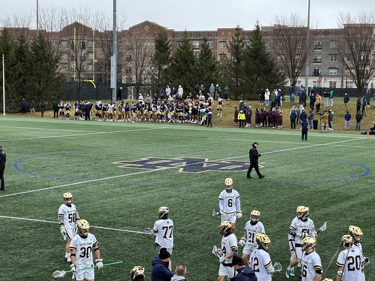 The whole <a href="/NDFootball/">Notre Dame Football</a> team is here to support <a href="/NDlacrosse/">Notre Dame Lacrosse</a> and <a href="/samassaf7/">Sam Assaf</a> ☘️