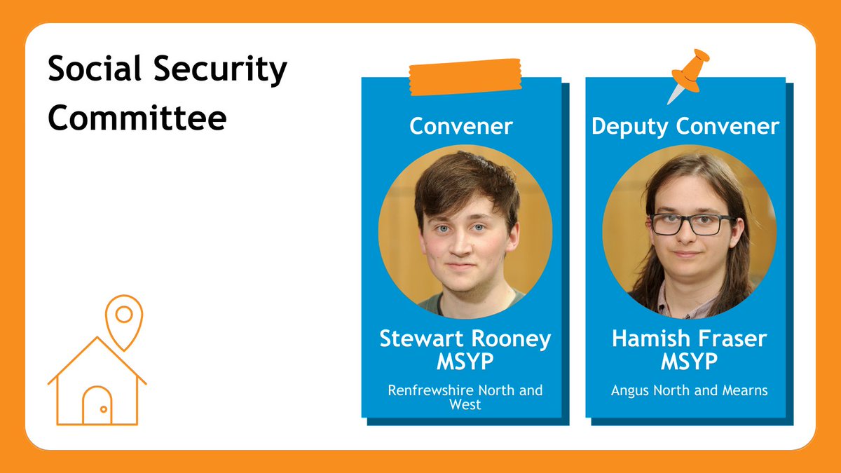 🏠 Social Security Committee

📰 <a href="/StewartMSYP/">Stewart Rooney MSYP</a> was elected as Convener and <a href="/HamishFraserSYP/">Hamish Fraser MSYP</a> was elected as Deputy Convener