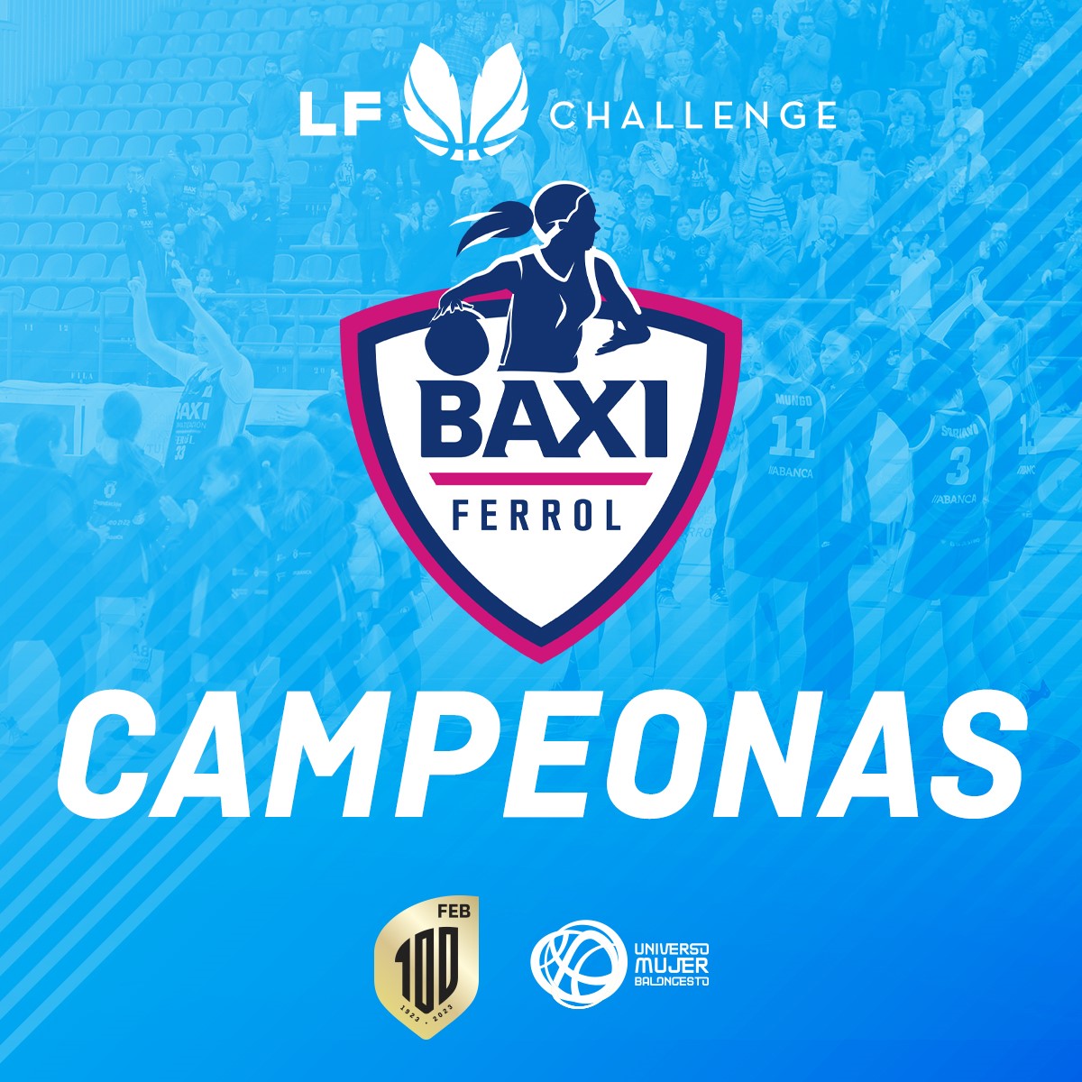 BaloncestoESP's tweet photo. ♀️ #LFChallenge | El BAXI @UniFerrol se proclama 𝘾𝙖𝙢𝙥𝙚𝙤́𝙣 𝙙𝙚 𝙇𝙞𝙜𝙖 2022/23 tras imponerse en su pista al @realcanoe 🏆

▶ El equipo de @LinoLopezcoach regresa así a la #LFEndesa un año después de su descenso 👏 https://t.co/TgqDPYV1in
