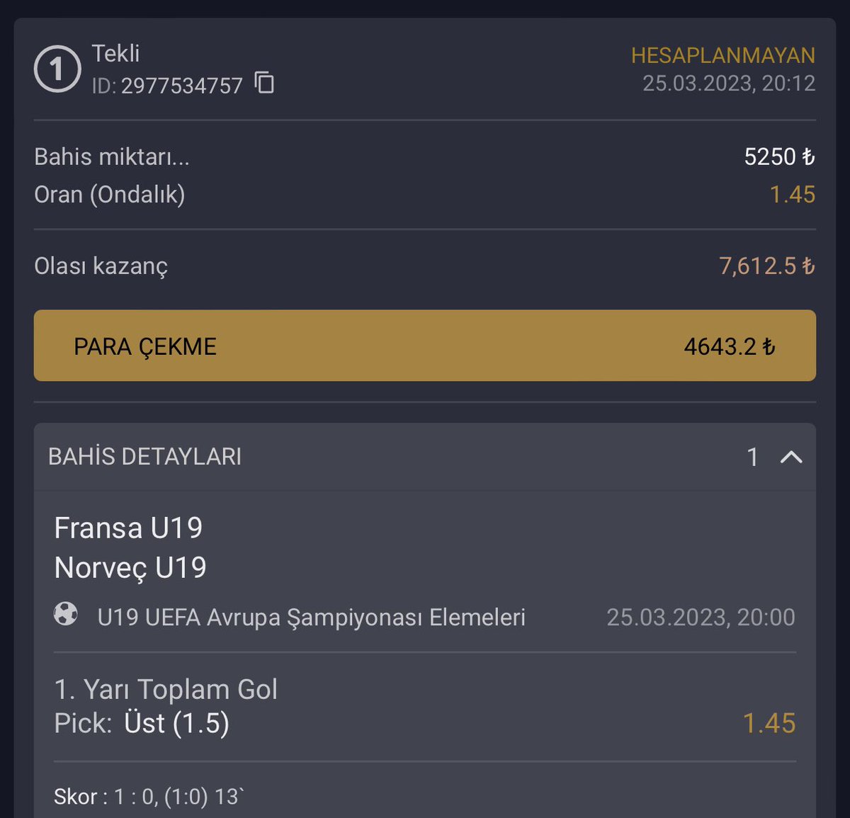santitips_munez's tweet photo. AVRUPA U19 ⚽️R3 

5.250 > 7.612 

Referans olduğum Site ; https://t.co/JAfxP8Tmpe https://t.co/8cjkQxbYsO