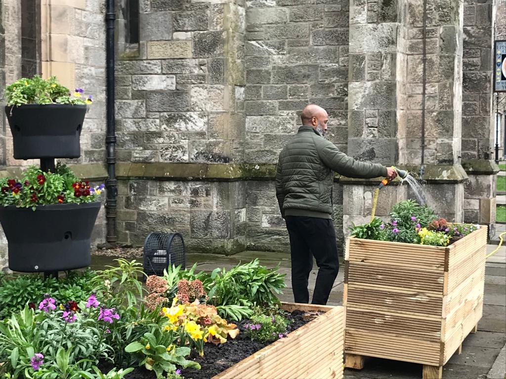 tokennolonger's tweet photo. The planters are up outside St Peter's. All that's left is a simple blessing tomorrow (praying for good weather 🙏🏾) and we're good to go! #musselburgh #eastlothian #ecocongregation https://t.co/Yu78k6lmG6