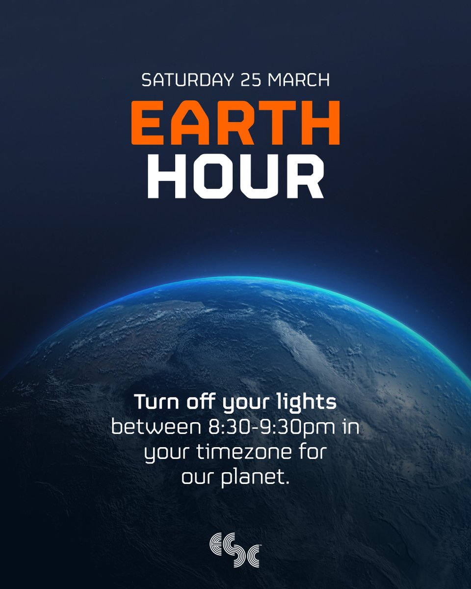 Join us this evening by switching off your non-essential lights for Earth Hour! 🌏 #EarthHour #eSCMission