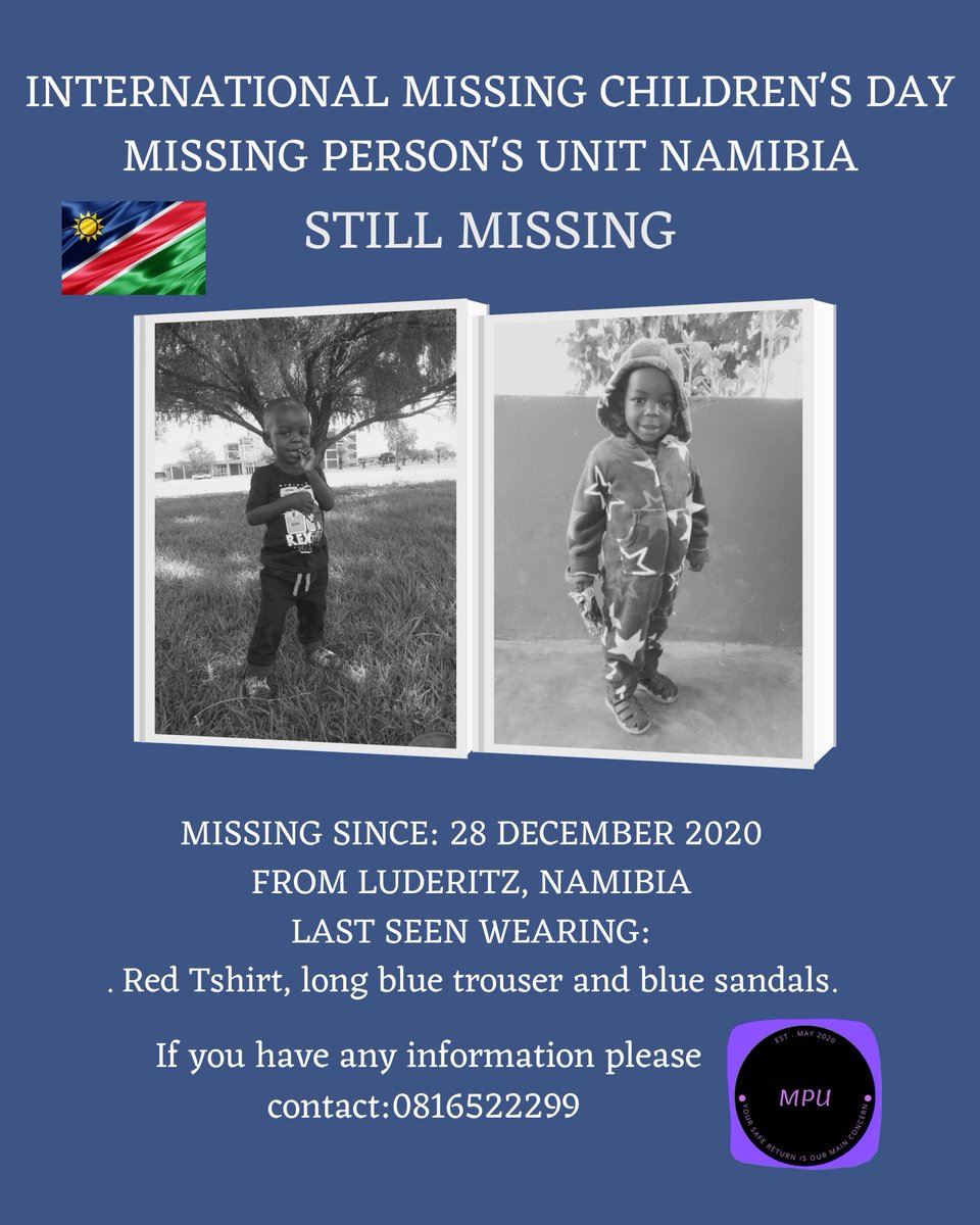 STILL MISSING: today is Internationa Missing Children's Day. Spencer Mandela (back then 3Years) went missing on  28 December 2020 in Luderitz,Namibia in the care of his aunt  after mother Julia entrusted the aunt to take care of her (back then)  3 year old son.