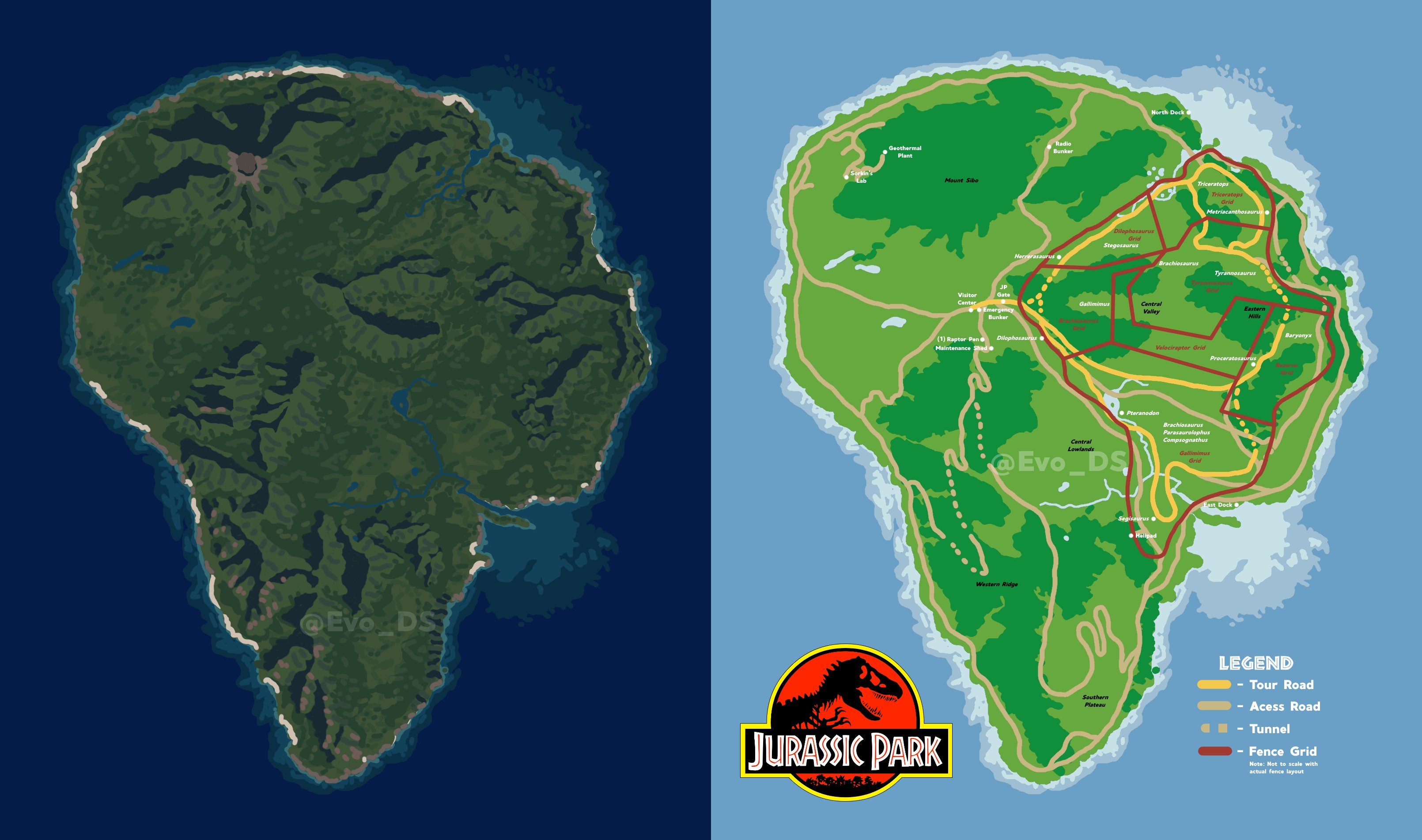 Isla Nublar Satellite Map : r/JurassicPark