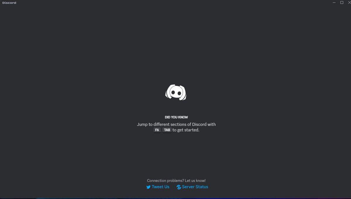 SenzHouston's tweet photo. @discord my discord stuck at this screen, no connection problem on my end, have tried restarting, any tips? https://t.co/ztgcKLkfT8