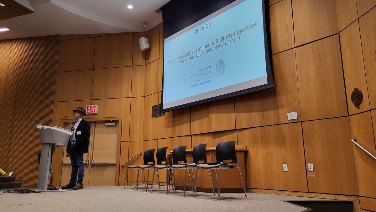MikeWise07's tweet photo. Autonomous Governance #DAO and #RiskManagement@VipinBharathan, @ForbesCrypto 
>New institutions need to advance the rules of the game.
>Law is Code
>Transaction costs are the measure of maturity of an institution
>#Governance matters
>The #DAO is the next evolution
 #DeFiCON https://t.co/wEDmLdJavy