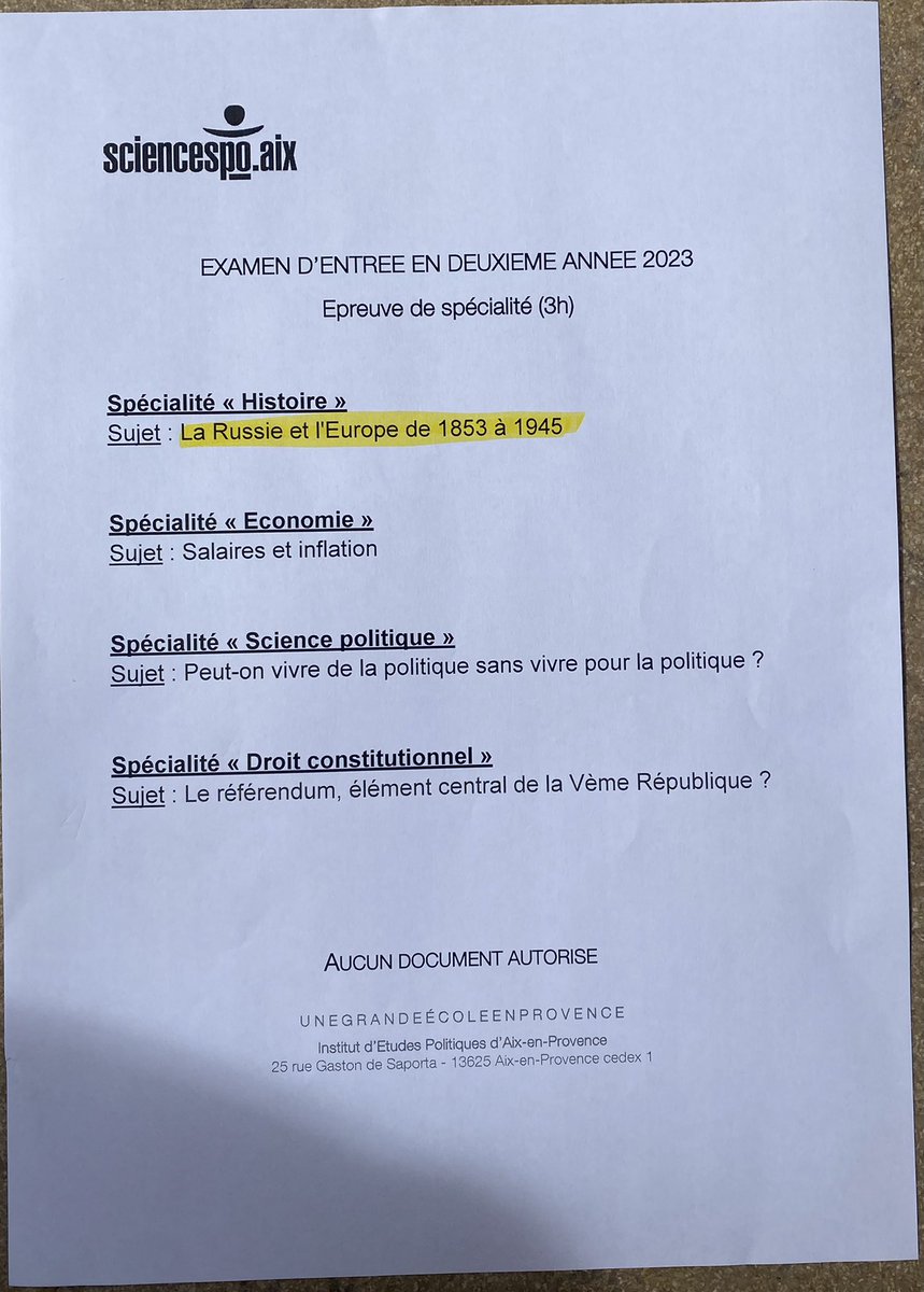 Baptistebenoit's tweet image. 📝 Sujet #spécialités  pour le concours #sciencespo Aix ➕1 pour la session 2️⃣0️⃣2️⃣3️⃣➡️ bonne chance 🍀 à tous #iep