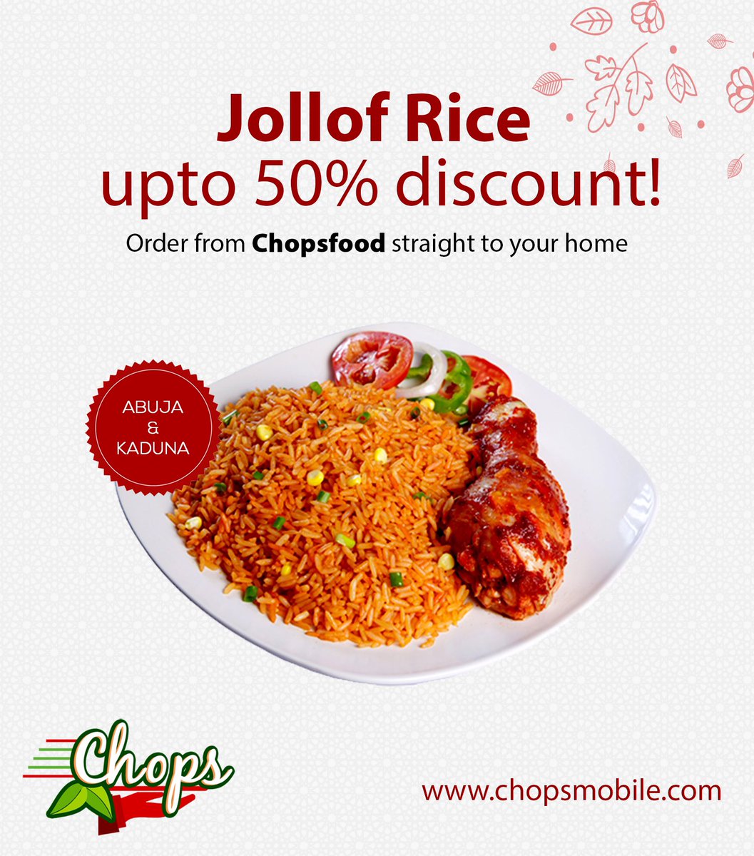 chopsmobile's tweet photo. Craving something delicious and satisfying? Look no further than Jollof Rice, now available on Chopsmobile app! Bursting with flavor, this iconic West African dish is perfect for any occasion. Order now and taste the authentic taste of Jollof Rice! #JollofRice #Chopsmobile https://t.co/puoIvdfTLV