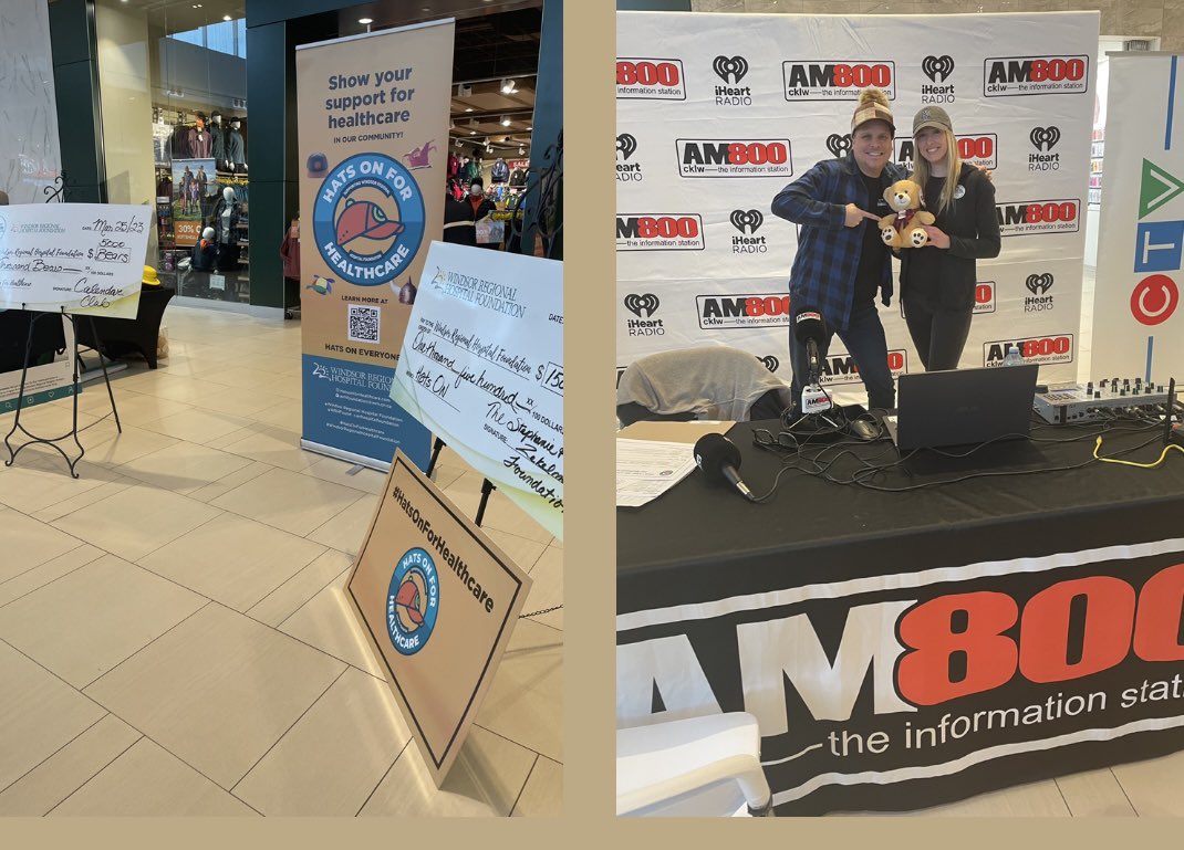LSBellMediaYQG's tweet photo. @am800cklw @CTVWindsor supporting #hatsonforhealthcare @WRHospital. Proceeds benefit Paediatric unit. Come out @devonshiremall to support- till 6pm 🧢👒🎩🎓🪖⛑️ https://t.co/lRJ0Unf4Ul