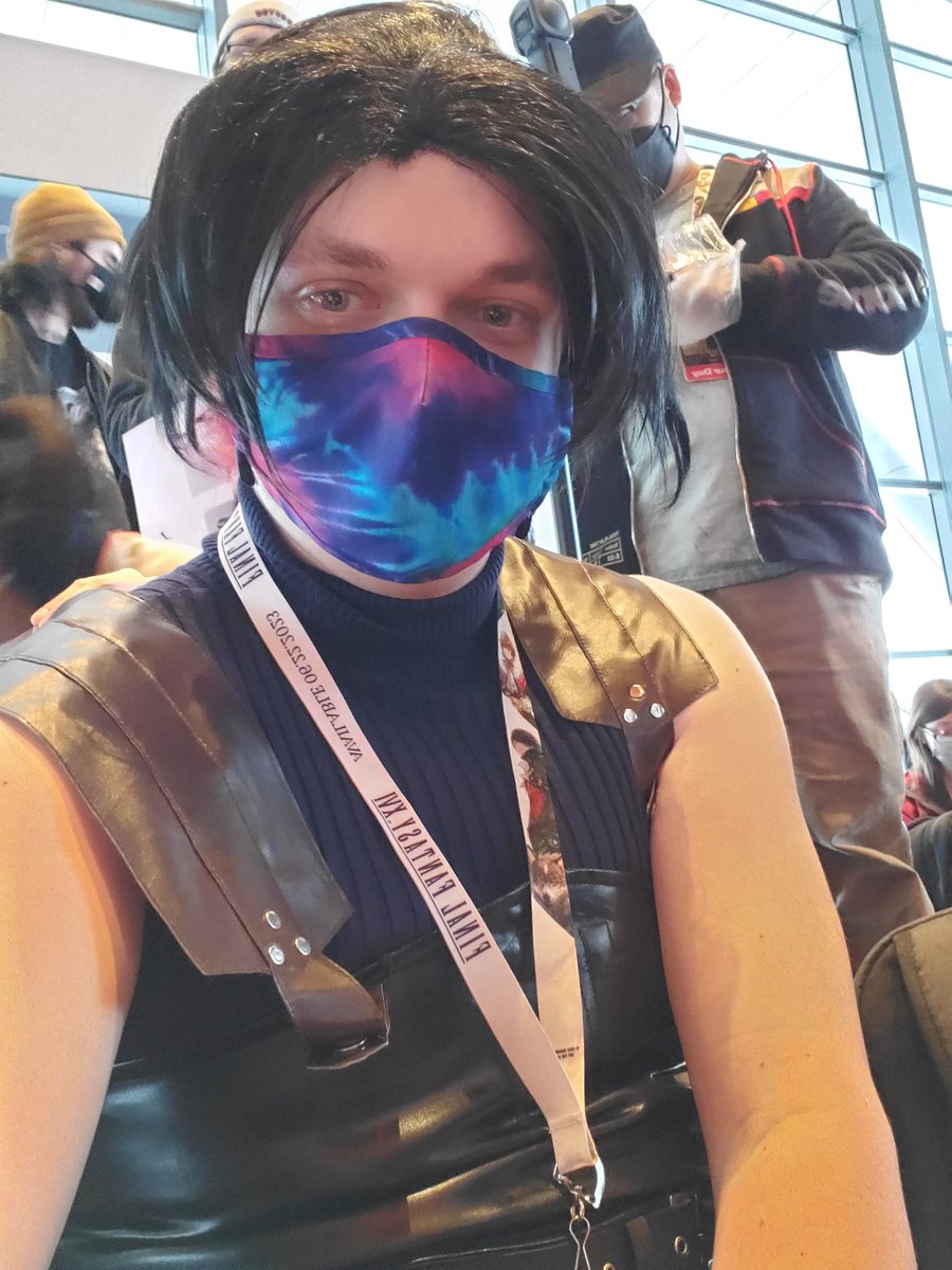 Chaoseater66's tweet photo. Waiting in line for the FF16 panel while also cosplaying Angeal from Crisis Core!  Let's go!! https://t.co/Q8NyP4JAsW