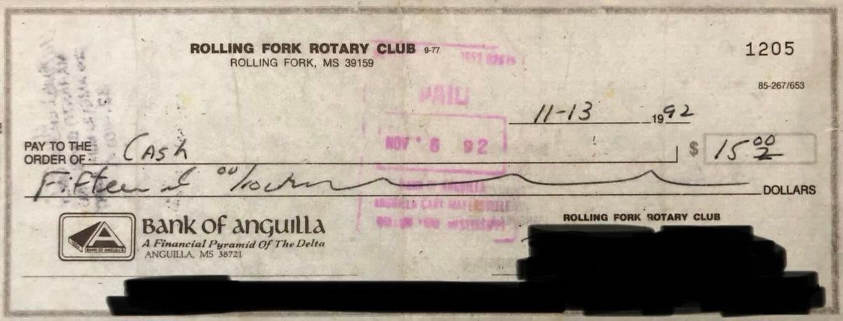 (📸: Christy Edgeworth) Here is a photo of a check that Mrs. Edgeworth found in her yard in Big Creek, Mississippi, 133 miles from Rolling Fork following the storms.