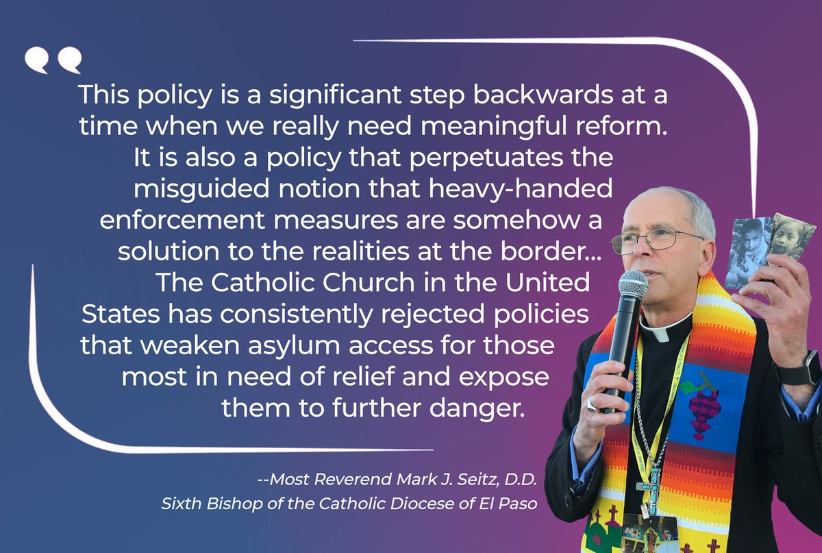 “Death cannot be the cost of our immigration laws. The only crisis at the border is a moral crisis. The only failure is one of courage and justice.” -<a href="/BishopSeitz/">Bishop Mark J. Seitz</a>

Living out our faith means welcoming ppl in need. 3 DAYS LEFT to speak out against the ban: NoAsylumBan.us