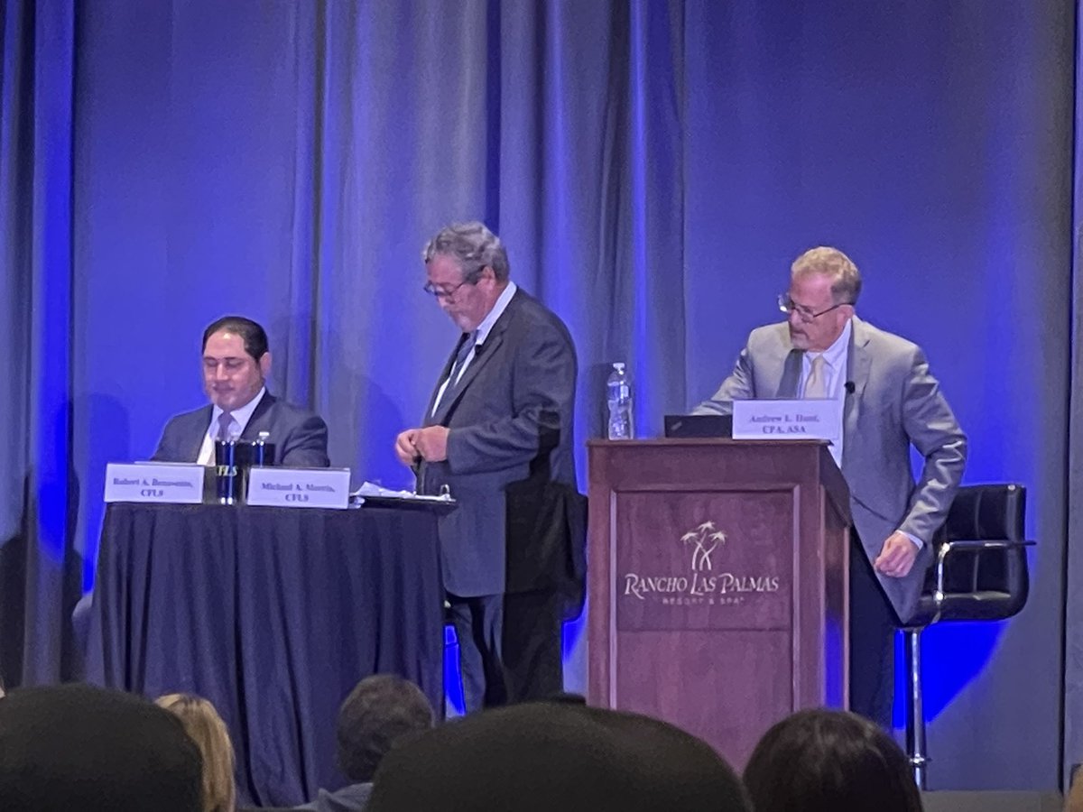 CA_ACFLS's tweet photo. Andrew Hunt, Michael Morris, and Robert Benavente present on attributes of difficult to litigate business appraisal.
#2023SpringSeminar #ACFLS https://t.co/AUbI6Xu726