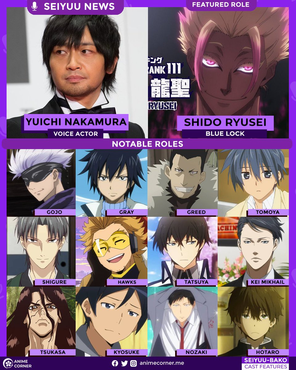 Blue Lock escala Yuichi Nakamura como dublador de Shido Ryusei - AnimeBox