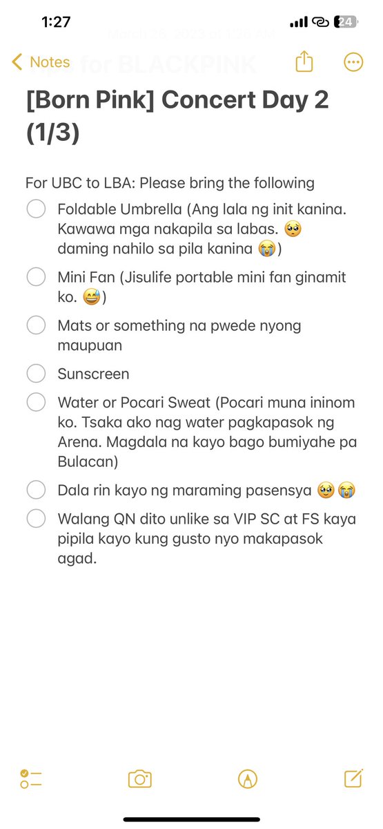heyitskeltzy's tweet photo. Tips for BLACKPINK [BORN PINK CONCERT] Day 2

Lagay ko na lang screenshot. 👇🏻

#BLACKPINK #KitakitsBLACKPINK #BORNPINK_WORLDTOUR #BORNPINK #BORNPINKINMANILA_BULACAN @BLACKPINK 
#PhilippineArena #Day1Concert  #Day1 https://t.co/9aTa512vEG