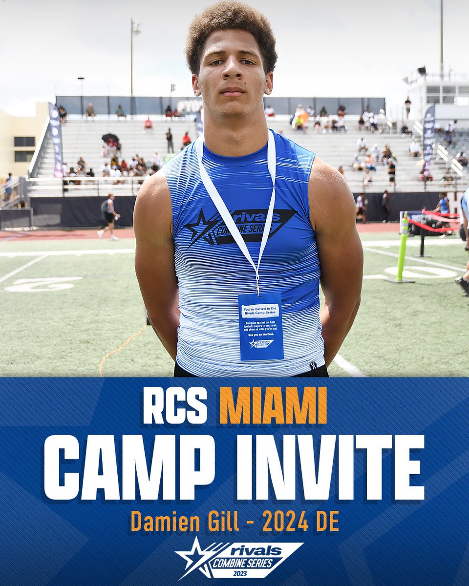 RivalsHS's tweet photo. ✅INVITE STAMPED ✅

Name: Damien Gill
Position: Defensive End
Class: 2024
Height/Weight:  6’5, 214
🏫: Miami Killian

@DamienGill05 | @RivalsCamp | @ncsa | @TeamVKTRY | @RivalsFriedman https://t.co/gpC9LOpMBN