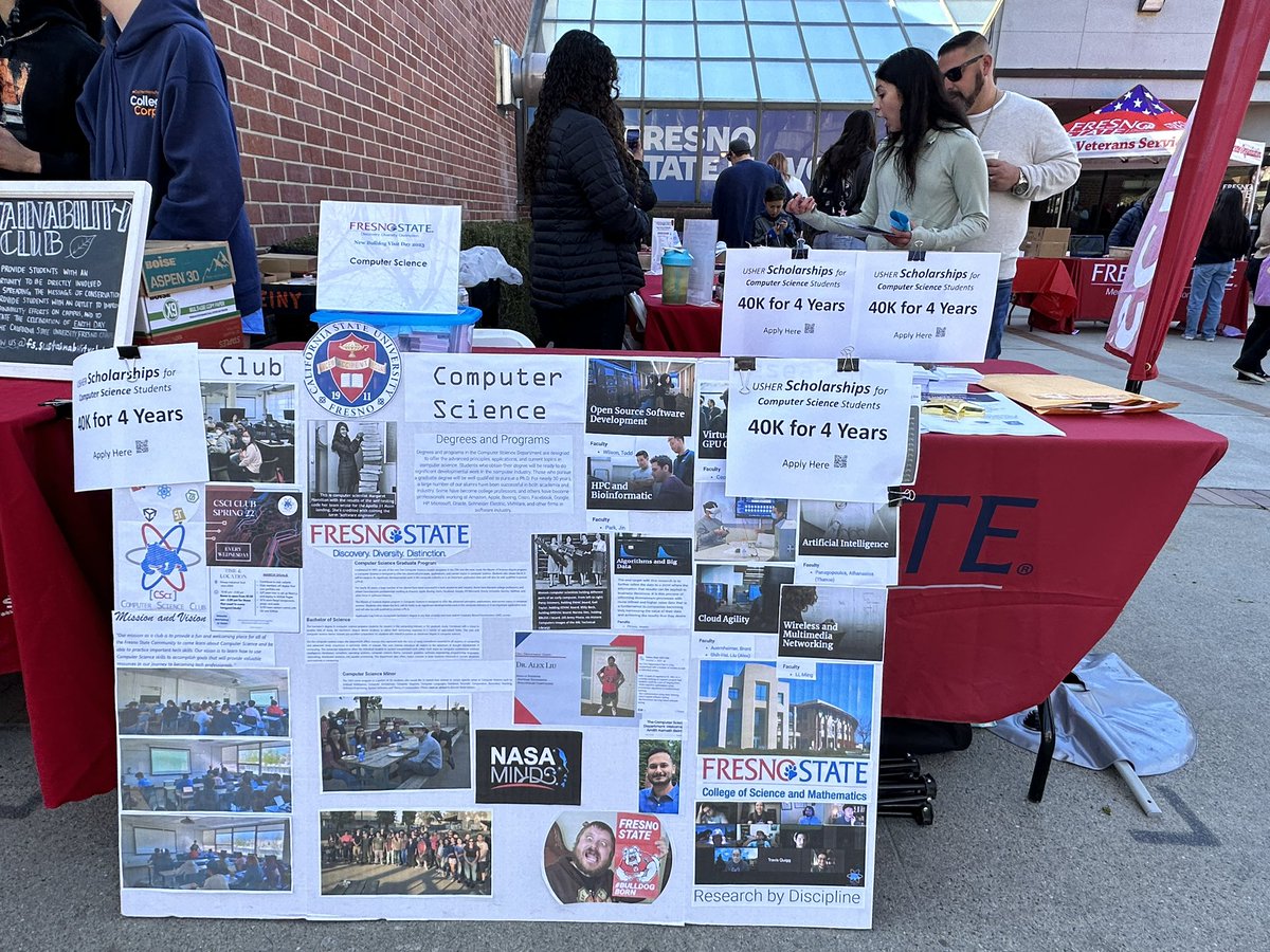 CSciFresnoState's tweet image. Come join us at the new Bulldog day! Our table is in front of Taco Bell.
Apply the NSF sponsored USHER scholarship program now!