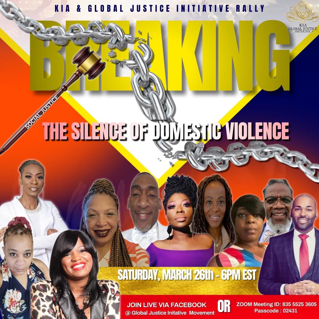 mfanderson40's tweet photo. Join Global Justice Initiative Movement team for a fantastic night of discussion, healing, and breakthrough!  We have a fantastic program designed to raise awareness of Domestic Violence, its effects &amp; how to overcome it!
#GJI #KIA #BreakingTheSilenceofDomesticViolence https://t.co/Ul3EHrZsSu