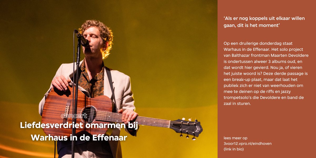 3voor12Ehv's tweet photo. Voor alle mensen die liefdesverdriet hebben was @warhausmusic afgelopen donderdag het beste medicijn. Maarten Devoldere en co kwamen het derde album ha ha heartbreak ter gehore brengen in een volle Effenaar en dat was zeer plezant. https://t.co/w6EuzCAGz6 https://t.co/tpYXWofX3X