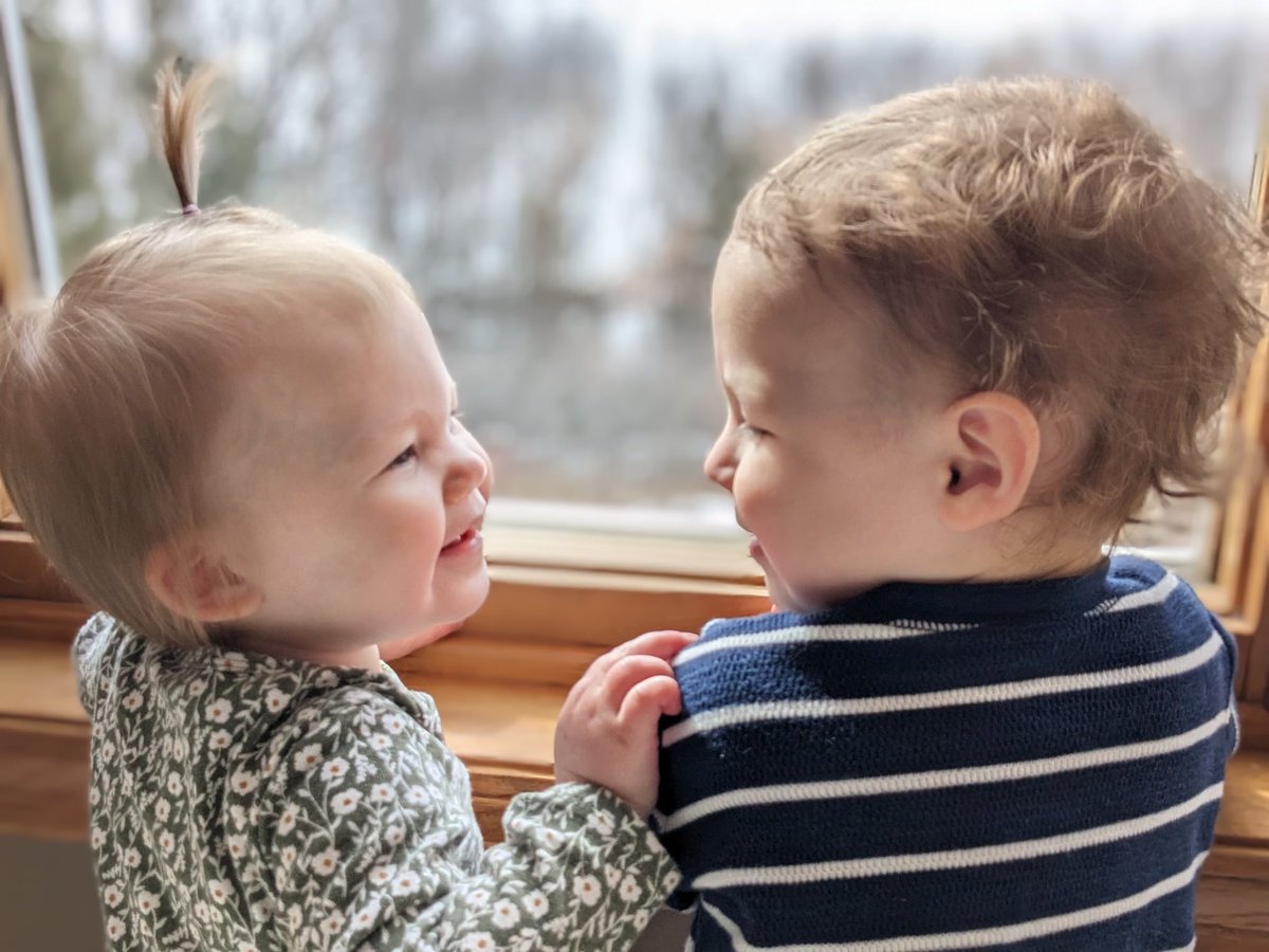 Hanging out with friends looks a little different now, but luckily these two seem to get along pretty well.