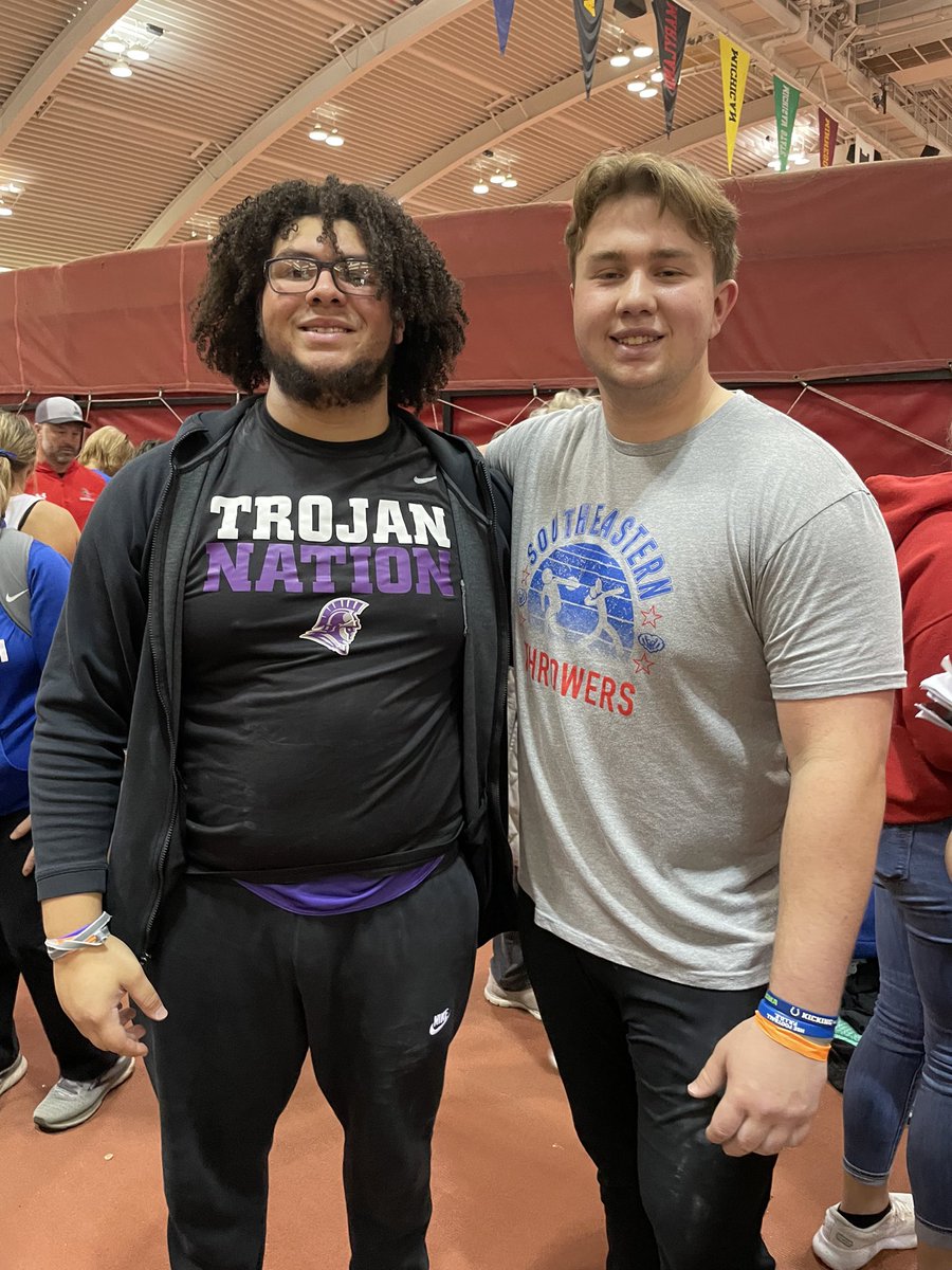 Coach_Mingo's tweet photo. Congrats to 2 incoming @taylor_football commits placing in the @IHSAA1 state indoor track meet in the shot put today.  Great job Alex Boothby and Isaiah Smith!  @Boothby_51 https://t.co/uUkzpP9rZf