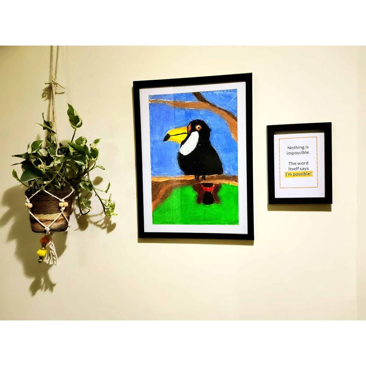 This toucan is now a part of our home 🏠

#artwork #childart #artclass #symbolism #toucan #wisdom #happiness #goodluck #sweethome