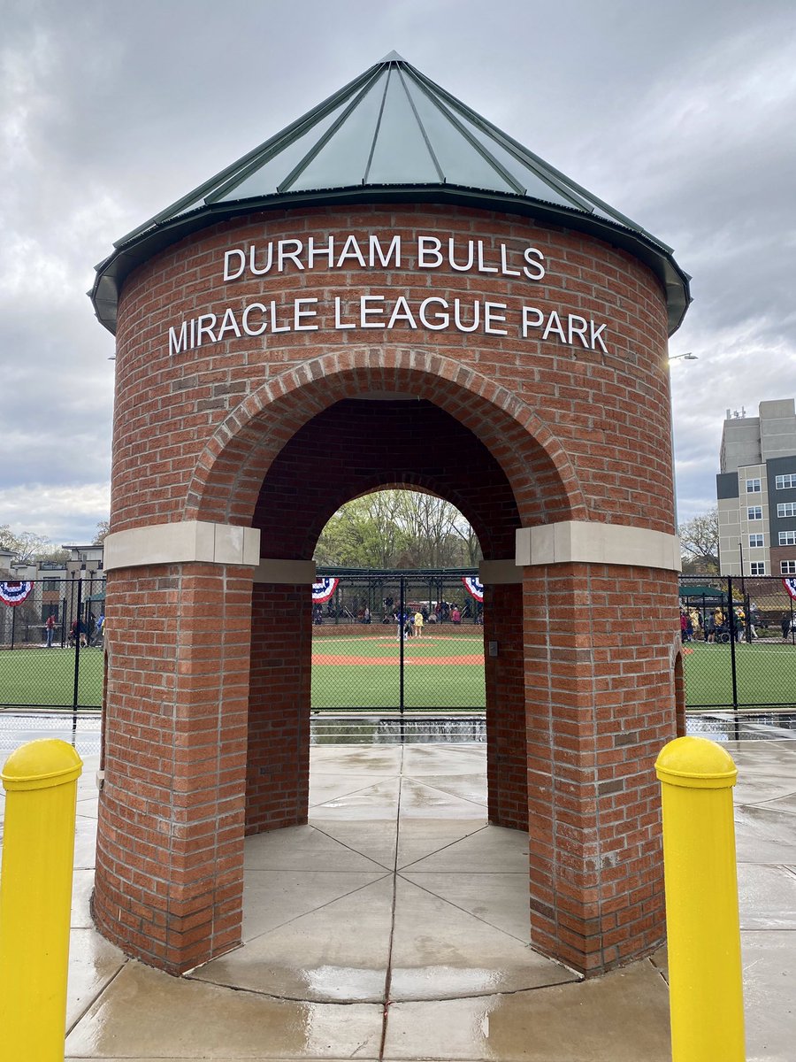 gwh3's tweet photo. Five yrs in the making, @DurhamBulls Miracle League Field premiers this morning. Rain paused, the sun broke thru…remarkable! PLAY BALL! @MLoftheTriangle https://t.co/nkEk0e9trb