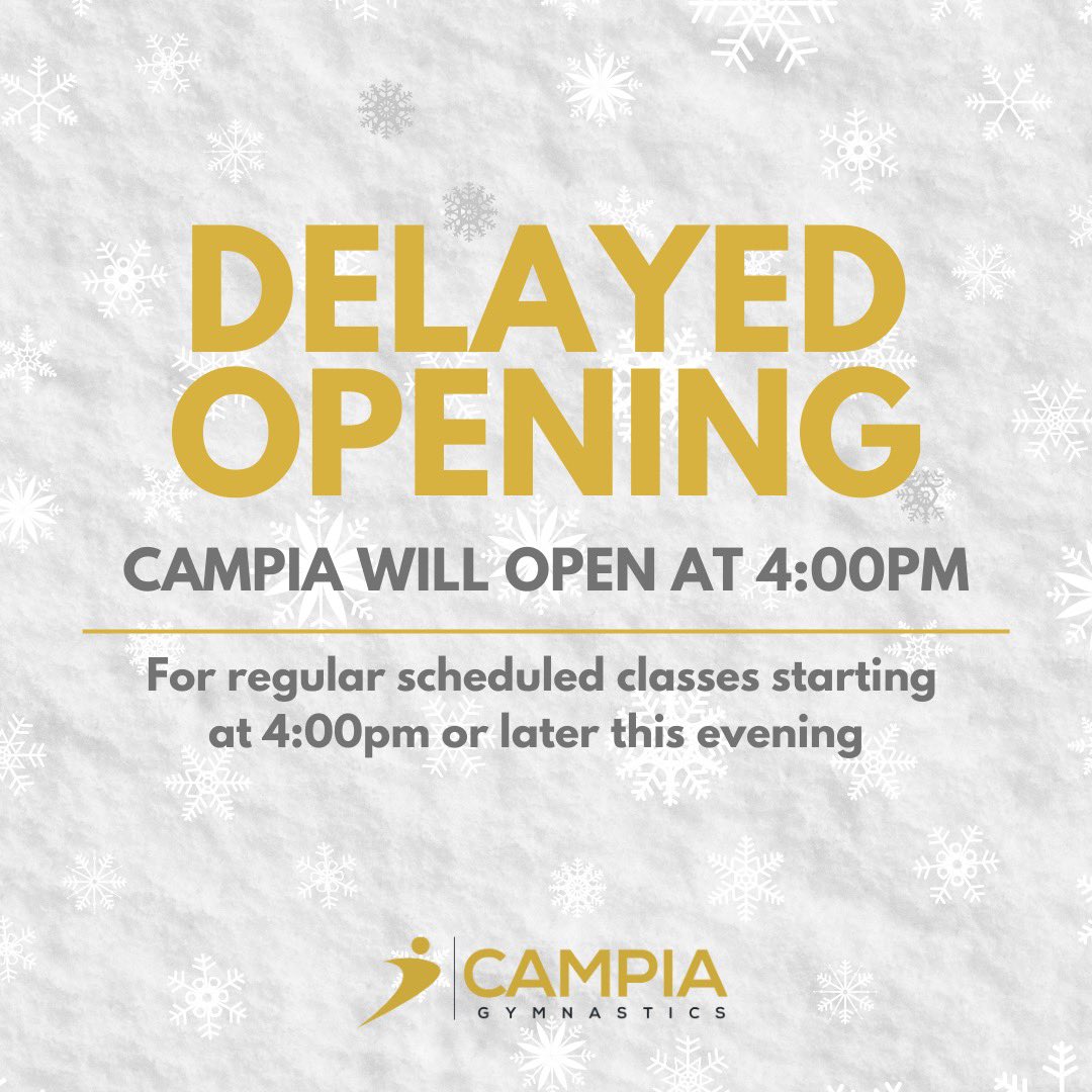 Campia Gymnastics will open today (Saturday, March 25) at 4:00pm