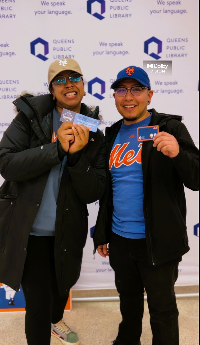QPLNYC's tweet photo. Congrats to the customers who randomly received FREE tickets to a @Mets game when they got their #MetsLibraryCard today! 
You may still have a chance too! Stop by your QPL branch and get your FREE #Mets Library Card, while supplies last! https://t.co/ItI3FS0pql 
#AmazinDay #LGM https://t.co/wJG7F83ImF